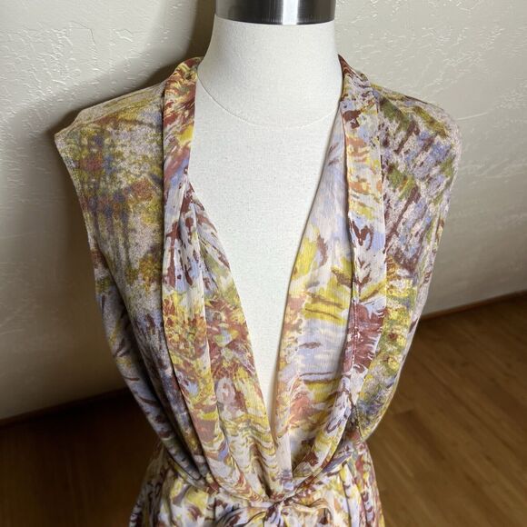 3/$30 Logo‎ By Lori Goldstein Sweater Knit Chiffon Vest XL Multicolor Tie Waist - Picture 5 of 10